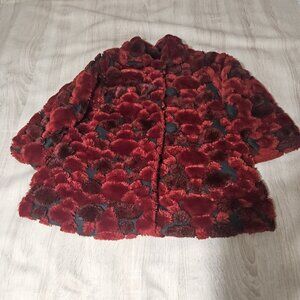 Vintage Corky & Company Girls Size 6x M Red Black Faux Gur Dress Holiday Coat